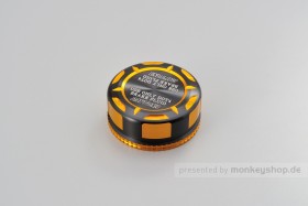 Daytona Deckel Behälter Bremsflüssigkeit "TKM" für NISSIN 38mm 2-farbig eloxiert gold schwarz