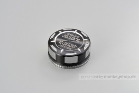 Daytona Deckel Behälter Bremsflüssigkeit "TKM" für NISSIN 38mm 2-farbig eloxiert silber schwarz