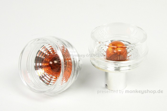 Takegawa "BLAZE" Blinker Glas klar m. Glühlampen 2er Set f. Monkey + Gorilla 12V