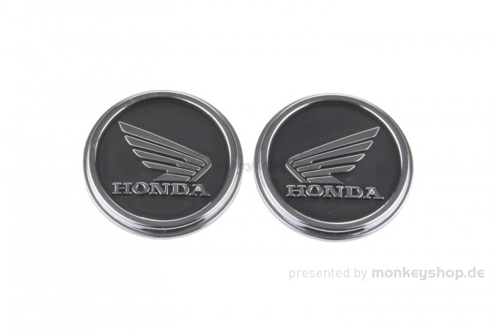 Tankemblem Satz Paar rund 45 mm schwarz "HONDA"