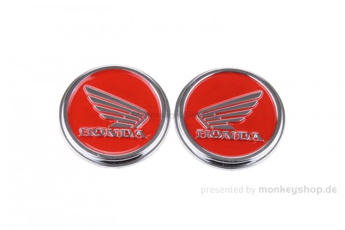 Tankemblem Satz Paar rund 45 mm rot "HONDA"