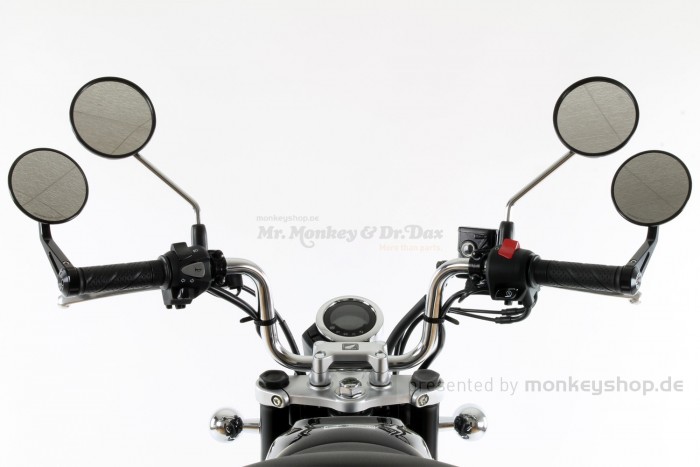 Aluminium Lenkerenden Spiegel schwarz rund f. MSX + Monkey 125