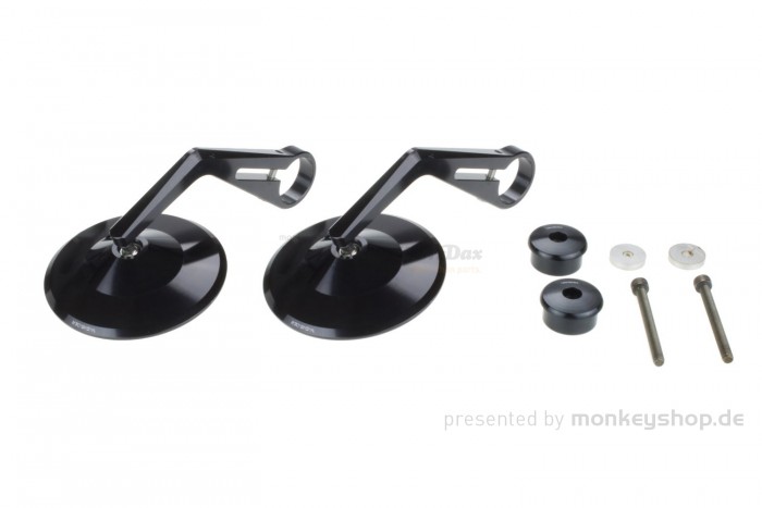 Aluminium Lenkerenden Spiegel schwarz rund f. MSX + Monkey 125