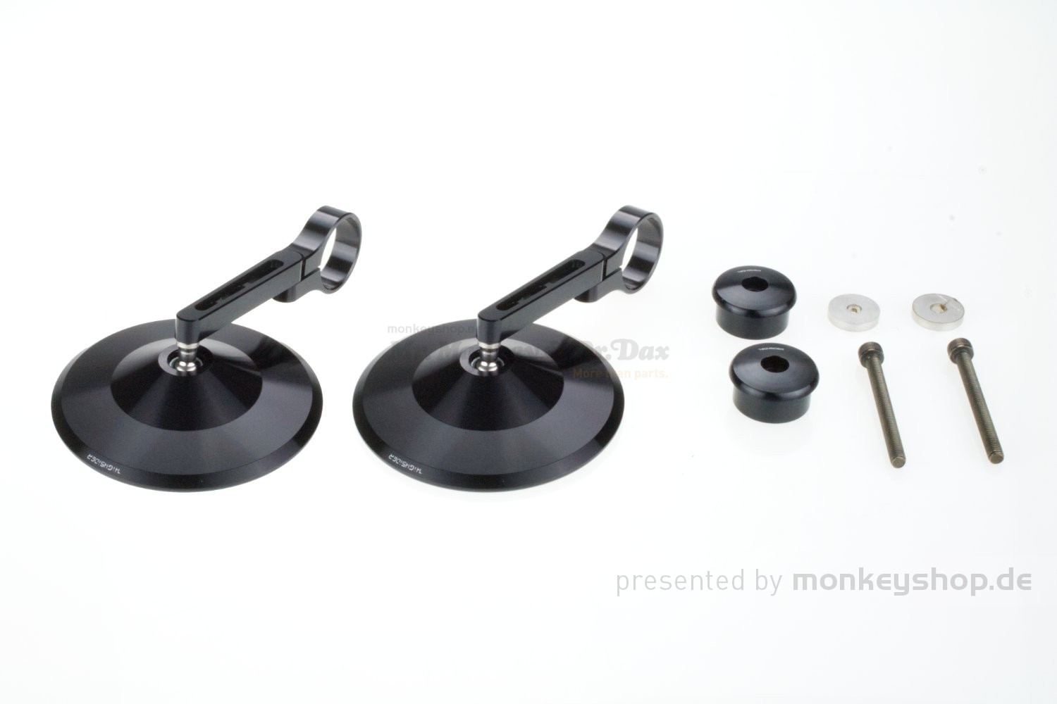 Lenkerendenspiegel, SPIEGEL, schwarz eloxiertes Aluminium, rund, e-geprüft -SP-IEL