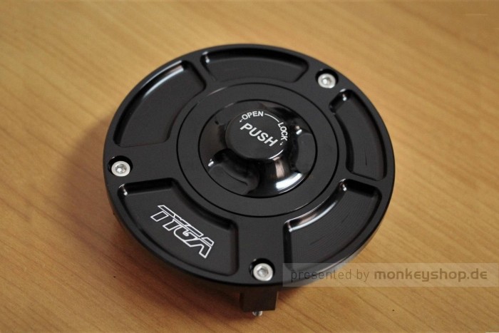 TYGA Tankdeckel Aluminium schwarz eloxiert f. Monkey 125