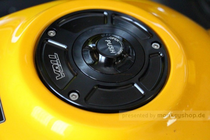 TYGA Tankdeckel Aluminium schwarz eloxiert f. Monkey 125