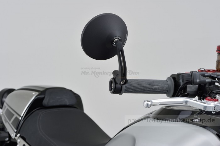 Daytona "D-MIRROR-3" Aluminium Lenkerenden Spiegel schwarz ROUND exzentrisch