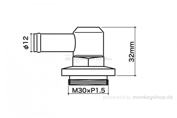 Takegawa Motorentlüftungsadapter 90° 12mm M30xP1.5