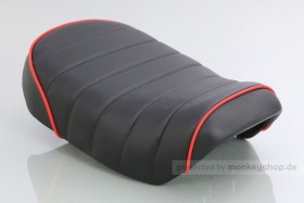 Kitaco Sitzbank Typ Tuck Roll schwarz mit rotem Keder f. Monkey 125