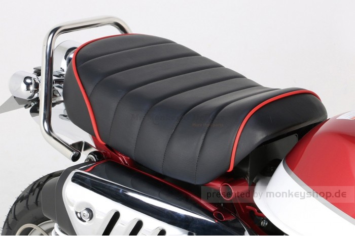 Kitaco Sitzbank Typ Tuck Roll schwarz mit rotem Keder f. Monkey 125