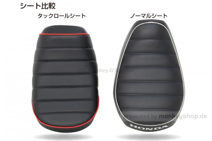 Kitaco Sitzbank Typ Tuck Roll schwarz mit rotem Keder f. Monkey 125