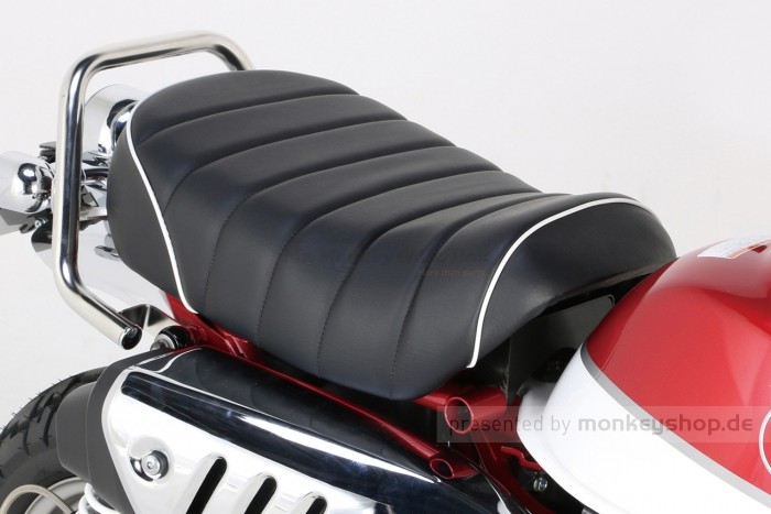 Kitaco Sitzbank Typ Tuck Roll schwarz mit weißem Keder f. Monkey 125