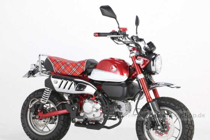 Kitaco Sitzbank Typ Tuck Roll rot kariert mit weißem Keder f. Monkey 125