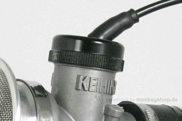 Takegawa Gaszug Deckel Aluminium schwarz silber f. Keihin PE28