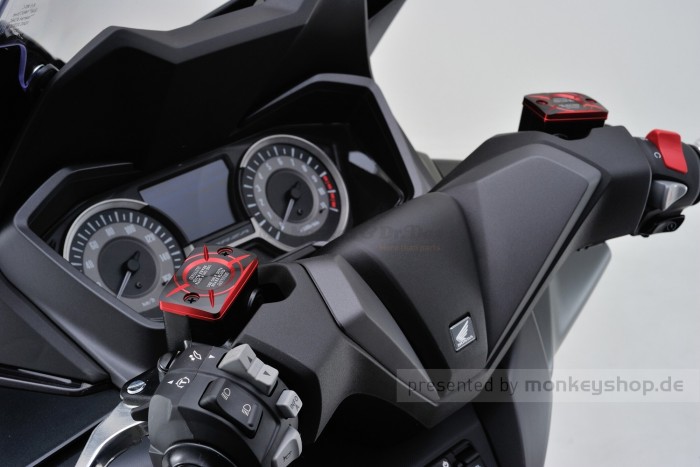 Daytona Deckel Bremspumpe 2-farbig eloxiert rot schwarz f. HONDA (B) + Skyteam