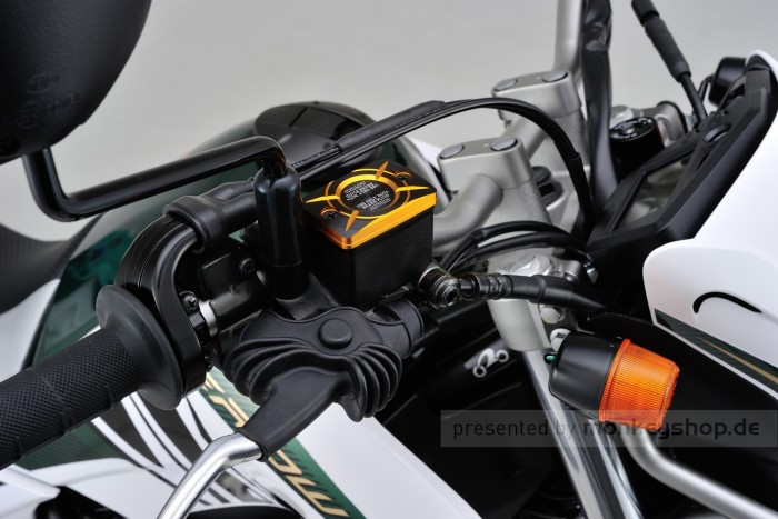 Daytona Deckel Bremspumpe 2-farbig eloxiert gold schwarz f. HONDA (B) + Skyteam
