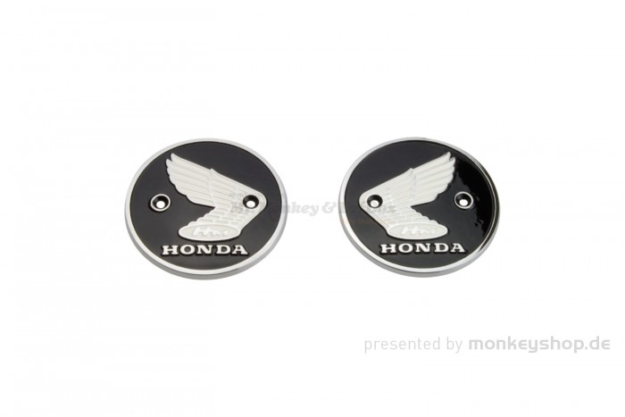 Honda Emblem Set Metall rund chrom schwarz schraubbar ø59,8 mm
