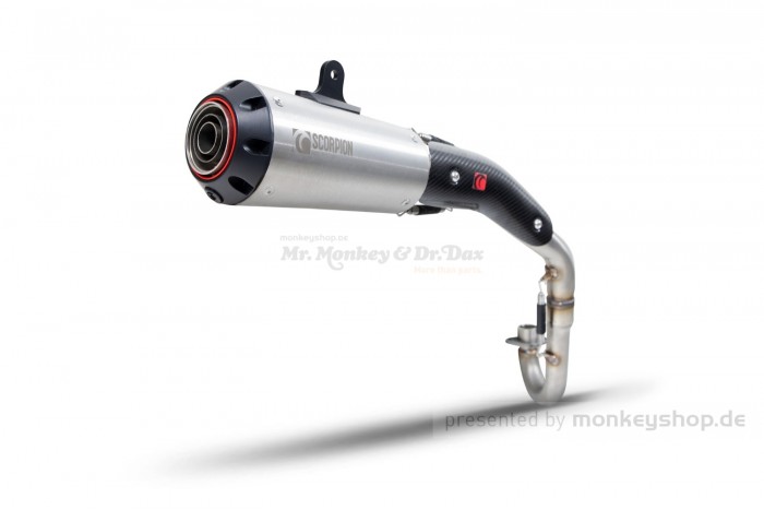 Scorpion Red Power Aluminium / Edelstahl Auspuffanlage gebürstet f. Monkey 125 JB02 JB03