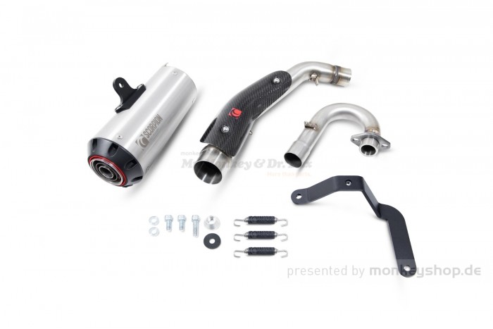 Scorpion Red Power Aluminium / Edelstahl Auspuffanlage gebürstet f. Monkey 125 JB02 JB03