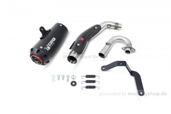 Scorpion Red Power Aluminium / Edelstahl Auspuffanlage schwarz Keramikbeschichtet f. Monkey 125 JB02 JB03