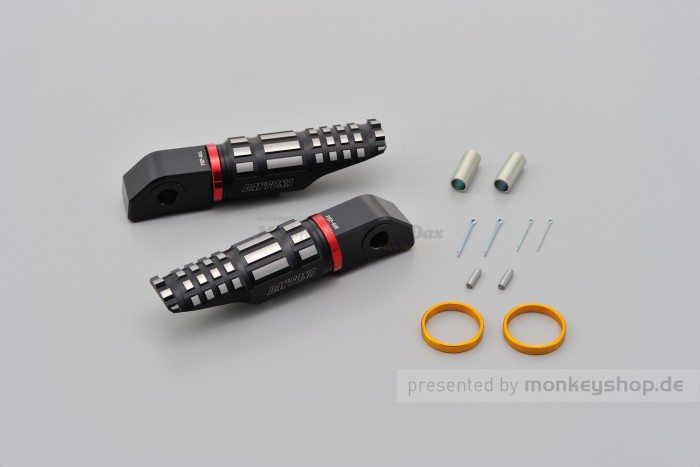 Daytona Aluminium Fußrasten Beifahrer Sozius "TKM" 2-farbig eloxiert f. HONDA