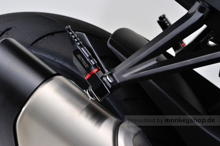 Daytona Aluminium Fußrasten Beifahrer Sozius "TKM" 2-farbig eloxiert f. HONDA