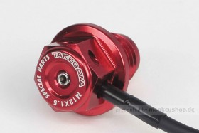 Takegawa Öl Ablass Schraube M12 x 1.5 Magnet Adapter Öltemperatur Aluminium rot eloxiert