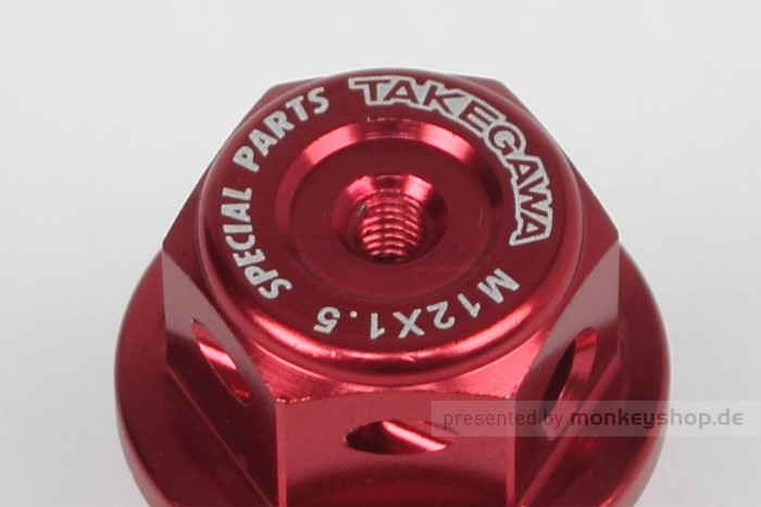 Takegawa Öl Ablass Schraube M12 x 1.5 Magnet Adapter Öltemperatur Aluminium rot eloxiert
