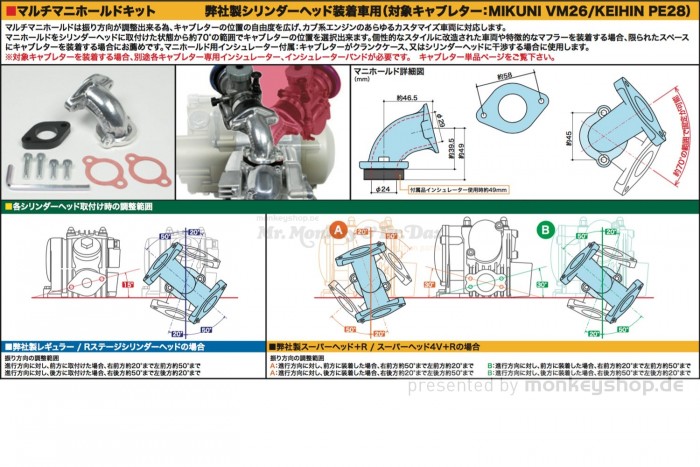 Takegawa Ansaugstutzen Kit 70° verstellbar