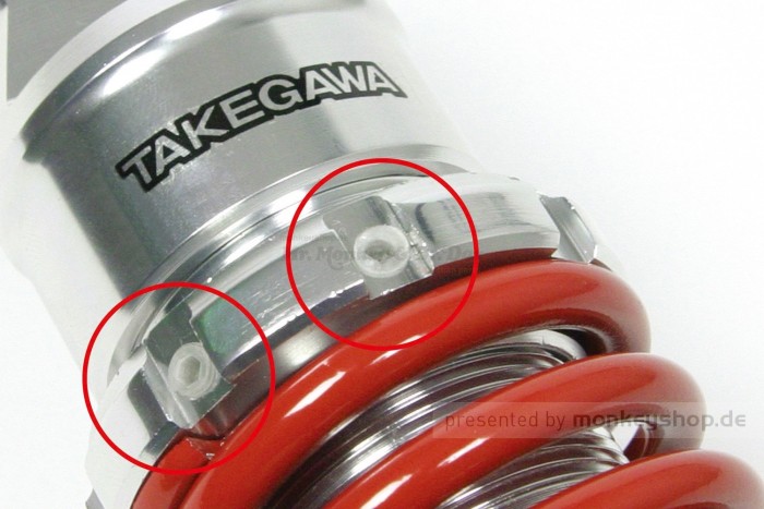 Takegawa Stoßdämpfer hinten 325mm Aluminium rot