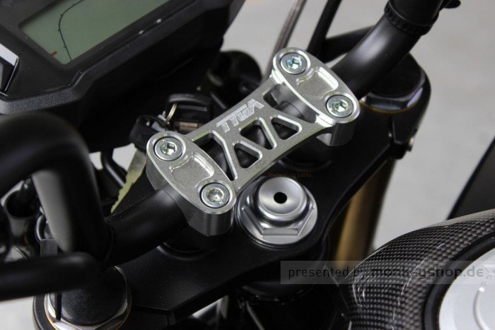 TYGA obere Lenkerklemme Aluminium CNC silber eloxiert f. MSX + Monkey 125 + Dax 125 JB04