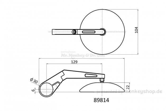 Daytona "D-MIRROR-9" Aluminium ABS Lenkerenden Spiegel Satz schwarz lang