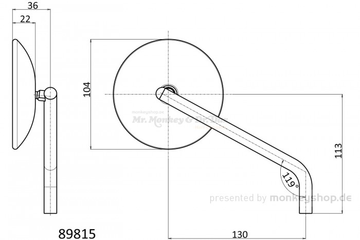 Daytona "D-MIRROR-9" Stahl ABS Seitenspiegel Satz schwarz