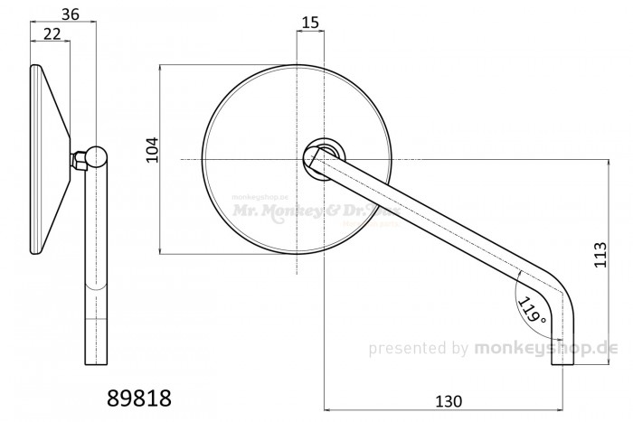 Daytona "D-MIRROR-10" Stahl ABS Seitenspiegel Satz schwarz