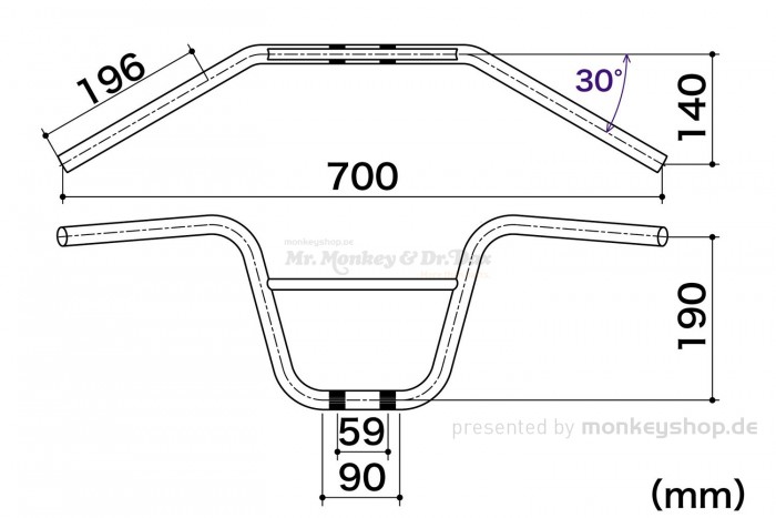 Takegawa Racing Up Lenker Aluminium verchromt