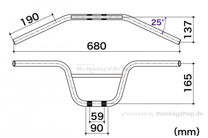 Takegawa Racing Up Lenker niedrig Aluminium verchromt