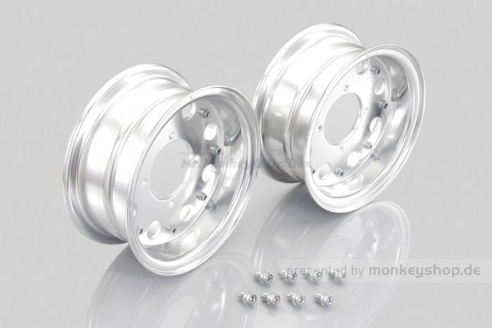 Kitaco Aluminium Felgen 2-teilig 8-Loch Satz Paar 3.50x8 silber eloxiert