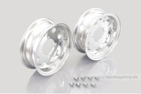 Kitaco Aluminium Felgen 2-teilig 8-Loch Satz Paar 2.50x8 silber eloxiert