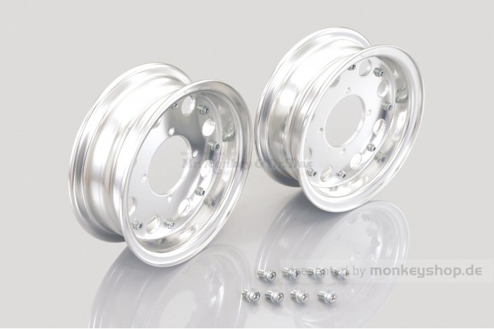 Kitaco Aluminium Felgen 2-teilig 8-Loch Satz Paar 2.50x8 silber eloxiert