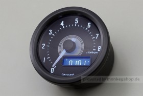 Daytona Velona 60 Drehzahlmesser 8000 RPM schwarz mit weißer LED Beleuchtung