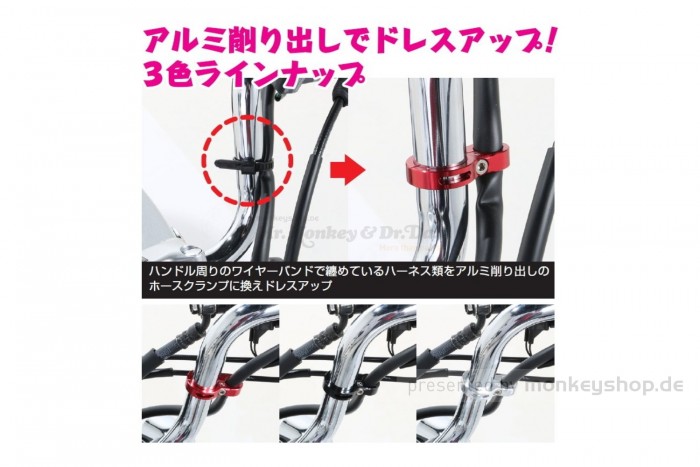 Kitaco Lenker Klemme Führung Leitung Kabel ø22.2 / ø12.5 Aluminium CNC silber