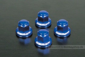 Takegawa Aluminium Hutmuttern Set M10 Stoßdämpferaufnahme blau eloxiert Monkey Dax