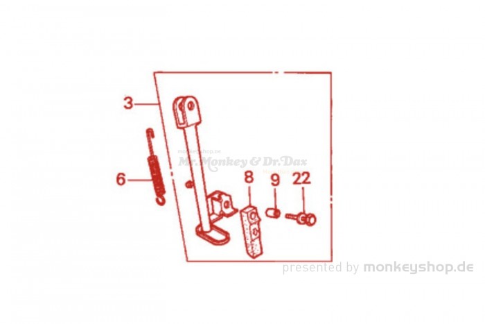 Honda Feder Seitenständer schwarz f. Monkey + Gorilla