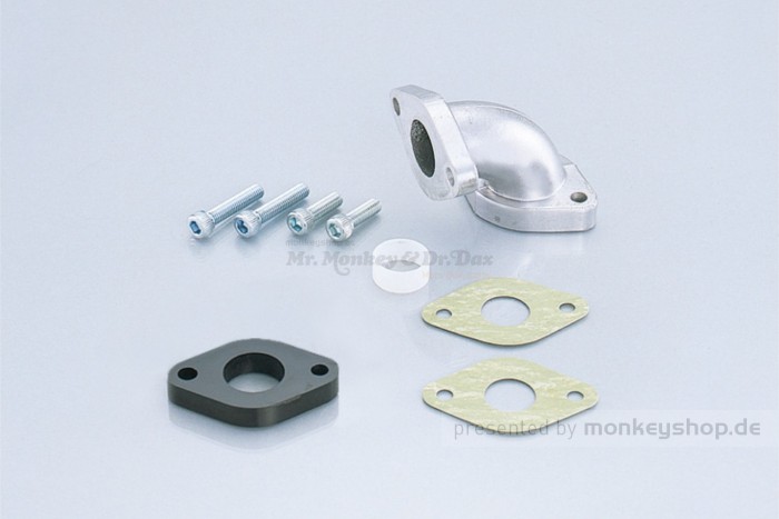 Kitaco Ansaugstutzen Kit 15° links mit Reduzierhülse f. Monkey + Gorilla 50 mit PC18 PC20 PC22 Vergaser