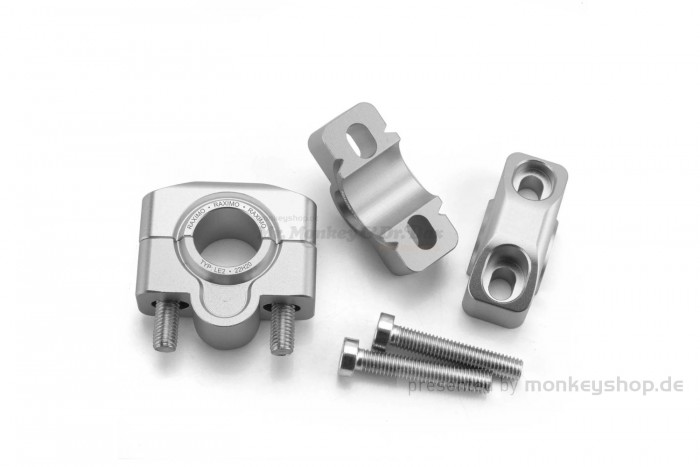 Raximo Lenkererhöhung Riser 20mm silber Aluminium CNC mit ABE f. 22,2mm Lenkeraufnahmen