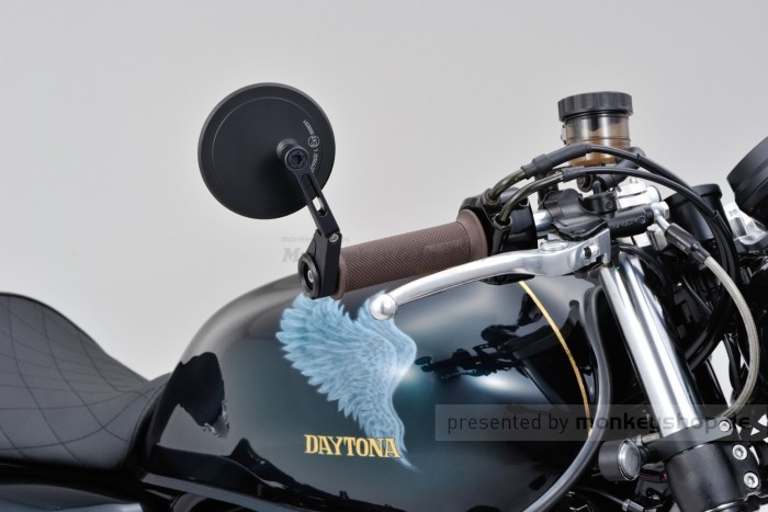 Daytona "D-MIRROR-17" Aluminium Lenkerenden Spiegel rund dünn schwarz