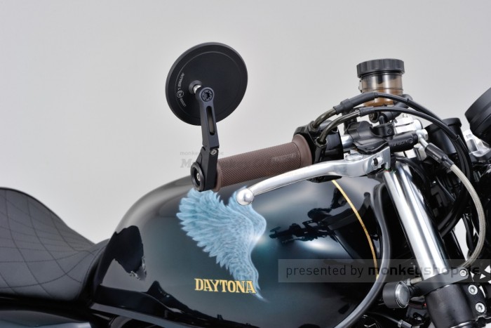 Daytona "D-MIRROR-17" Aluminium Lenkerenden Spiegel rund dünn schwarz