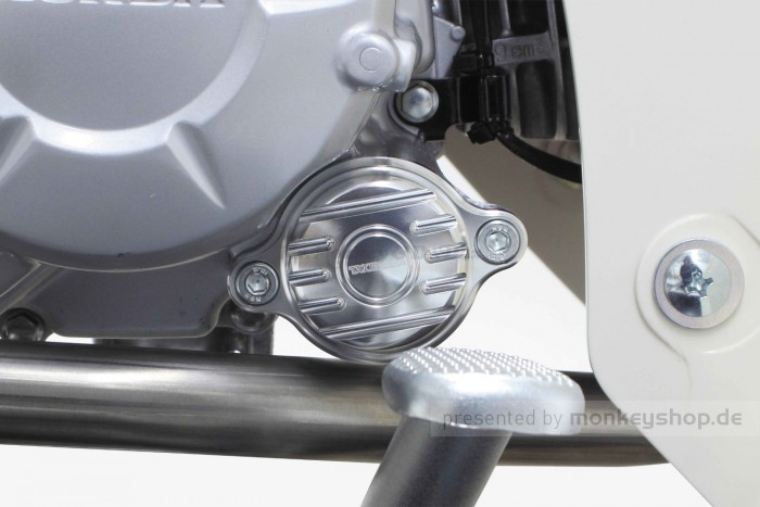 Takegawa Ölfilter Deckel Aluminium CNC silber eloxiert f. MSX Grom JC92 + Monkey 125 JB03 JB05 + Dax 125