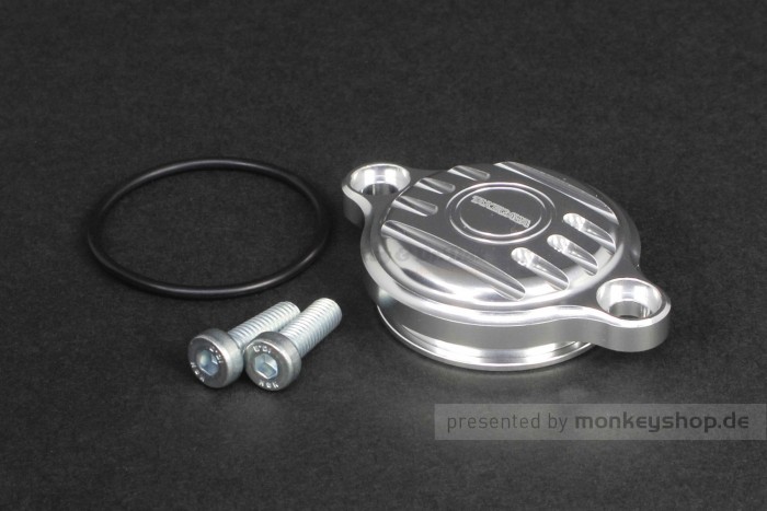 Takegawa Ölfilter Deckel Aluminium CNC silber eloxiert f. MSX Grom JC92 + Monkey 125 JB03 JB05 + Dax 125