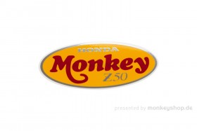 Honda Seitendeckel Aufkleber Emblem orange rot chrom "Honda Monkey Z50" f. Monkey Z50